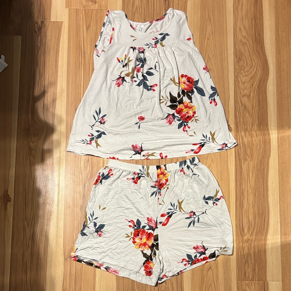 Popyoung Floral Print Tank and Shorts Set